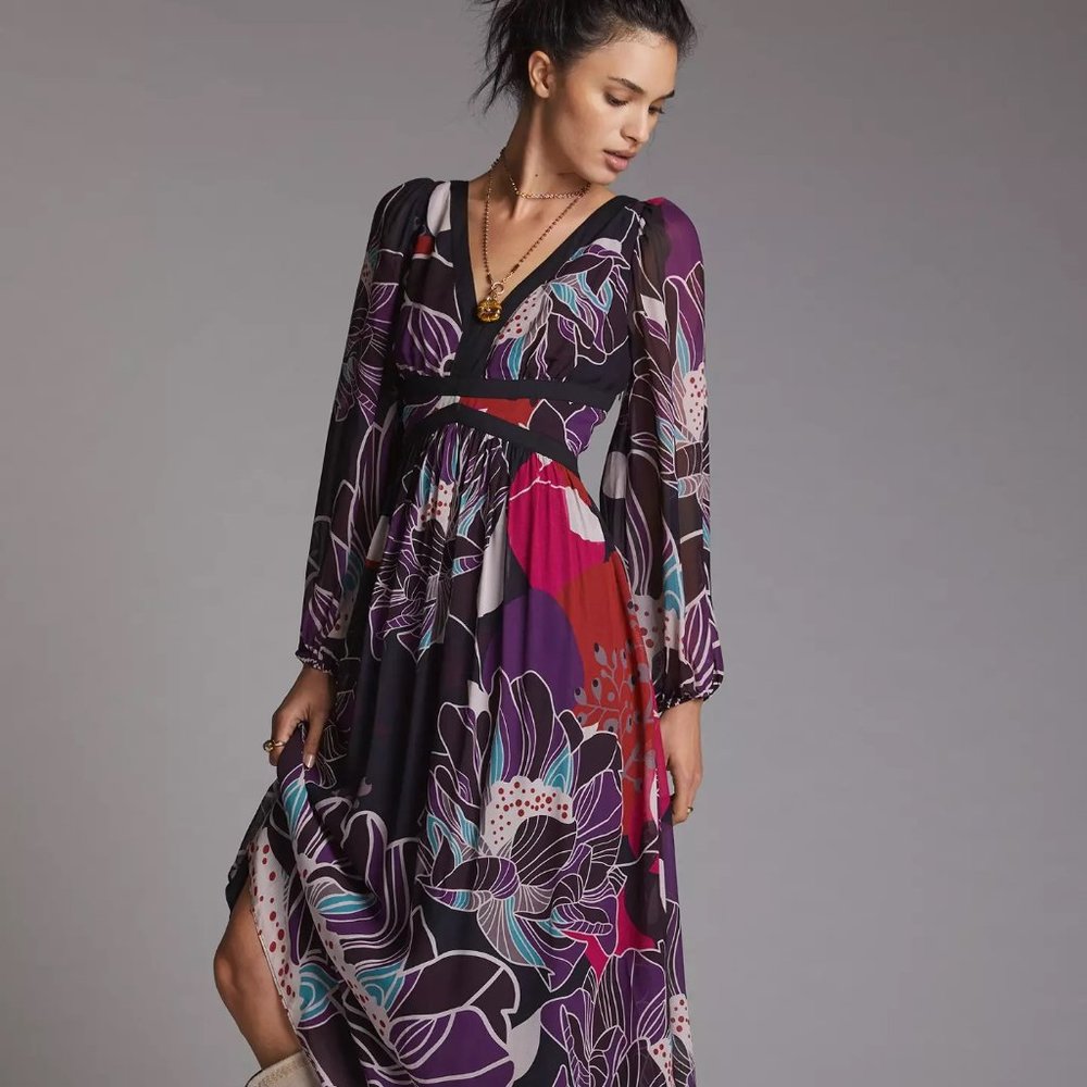 Floral Purple Midi Dress